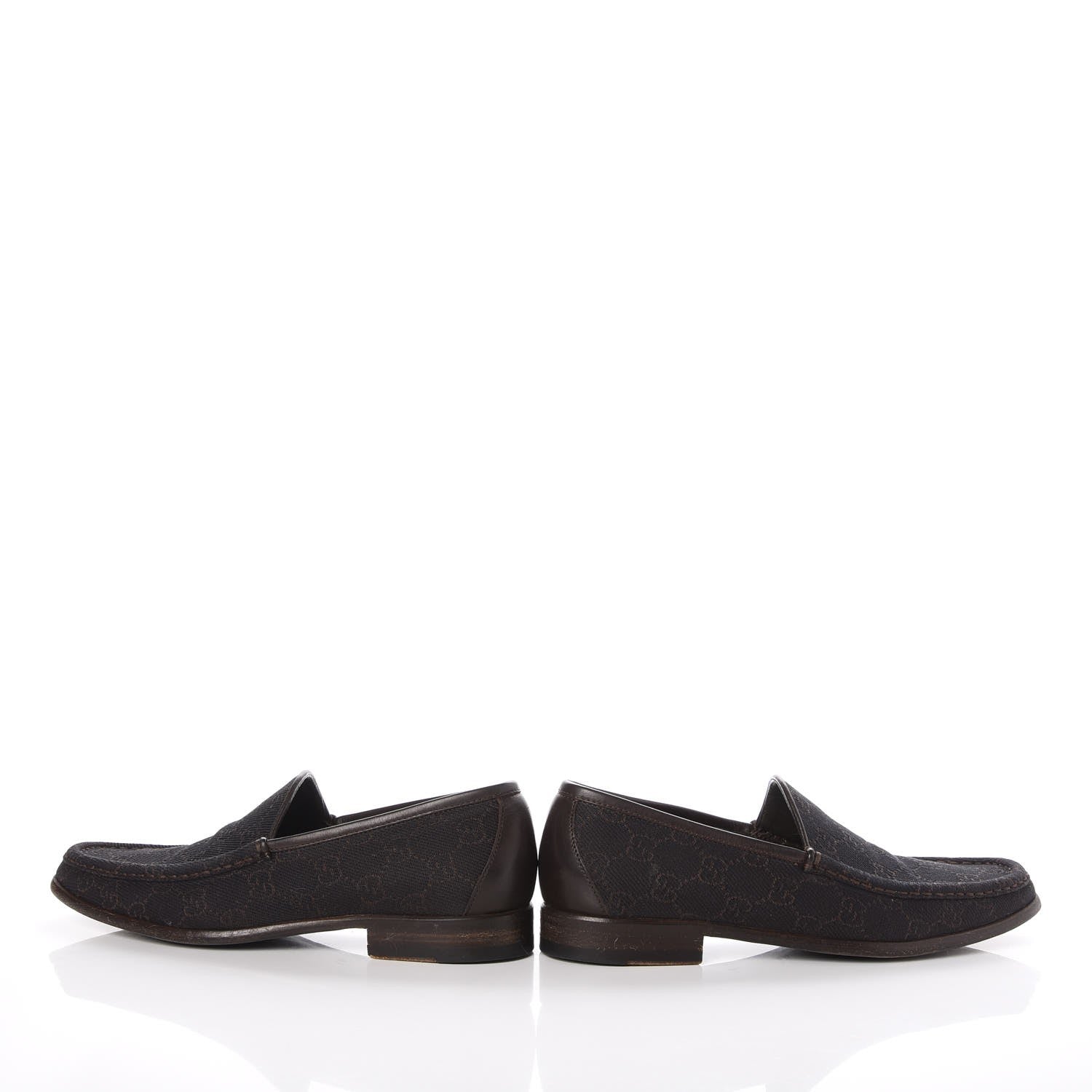 Gucci Denim Monogram Loafers 8 Dark Brown 6 of 9