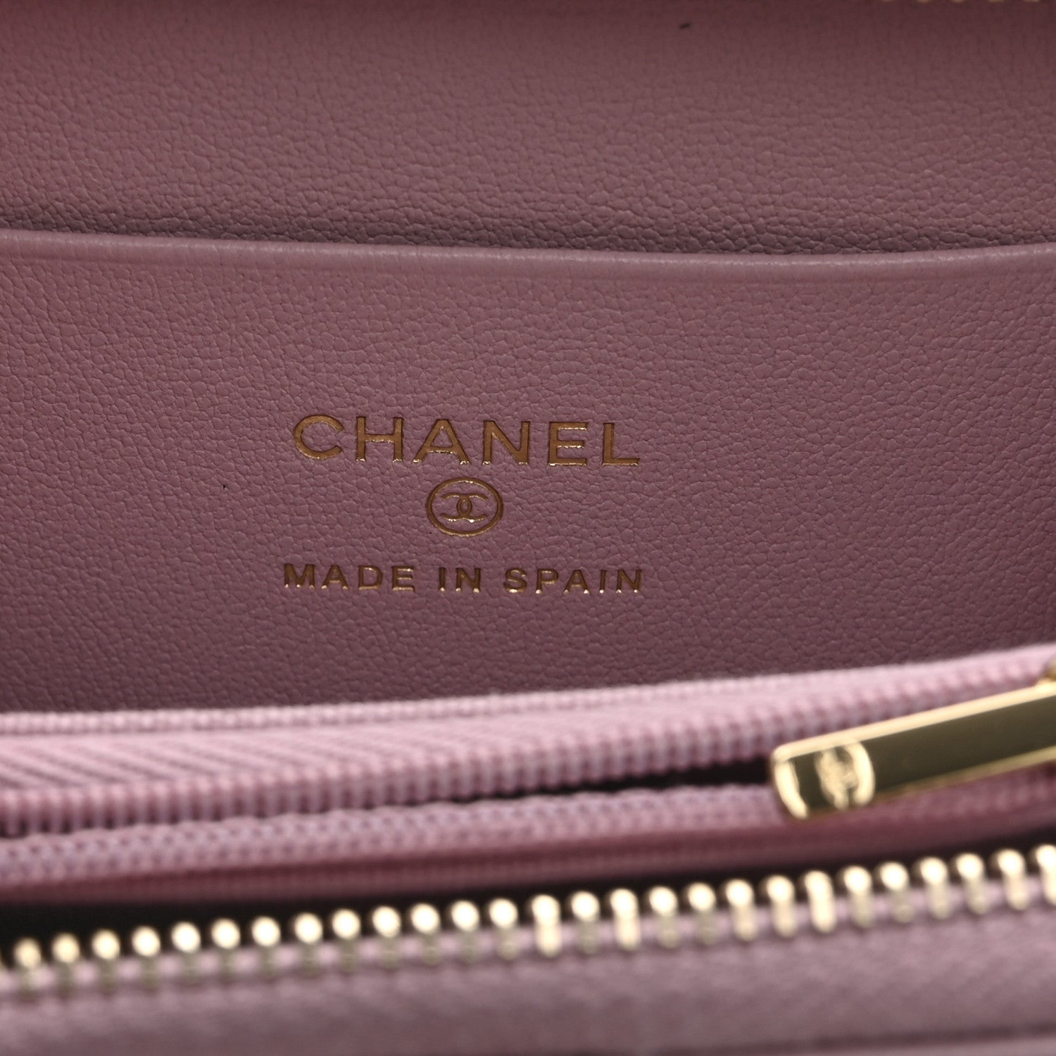 Chanel Lambskin Quilted Pearl Crystal CC Zip Around Coin Purse Wallet Pink 6 of 9