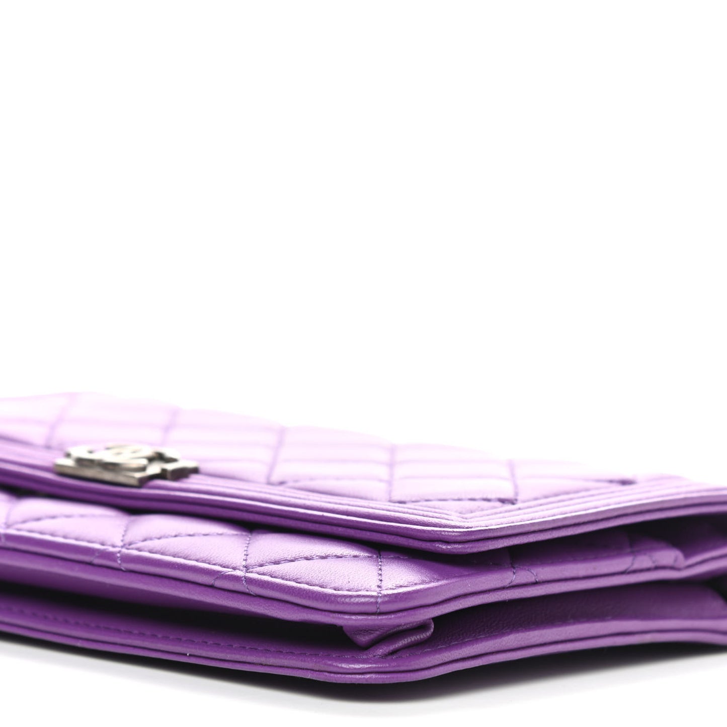 Lambskin Quilted Boy Wallet On Chain WOC Purple