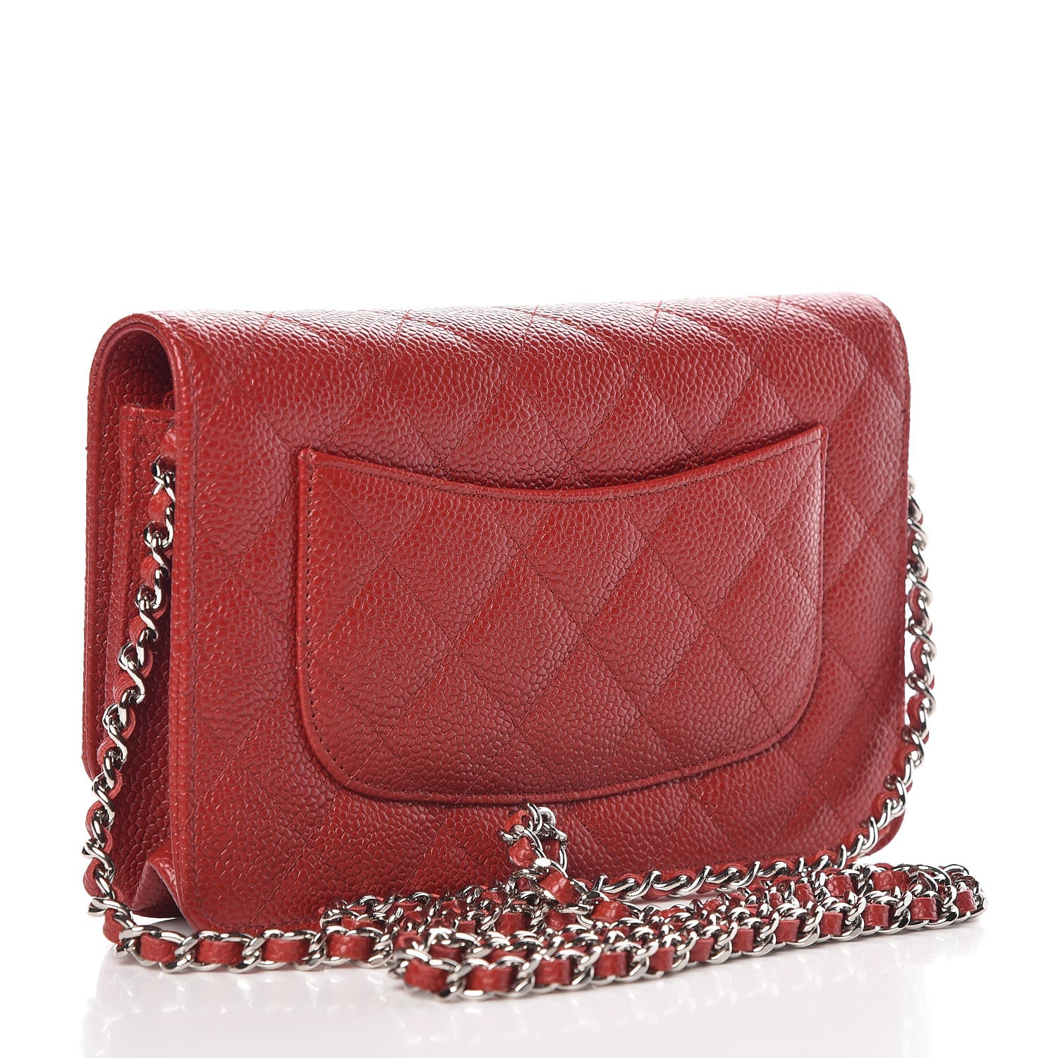 Chanel Caviar Quilted Wallet on Chain WOC Red 3 of 12