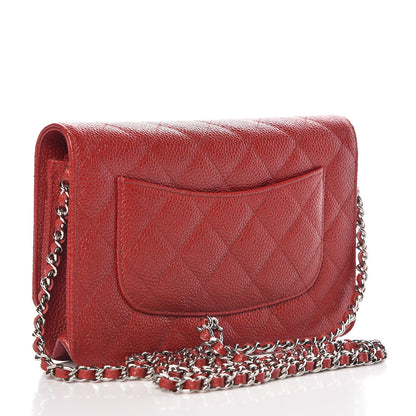 Chanel Caviar Quilted Wallet on Chain WOC Red 3 of 12