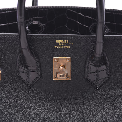 Hermes Taurillon Novillo Shiny Niloticus Crocodile Birkin Touch 25 Black 22 of 42