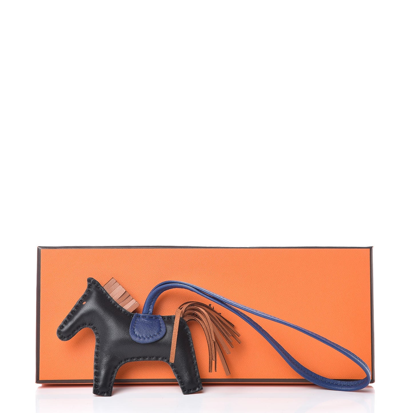 Milo Lambskin Grigri Rodeo Horse Bag Charm PM Black Bleu Saphir Gold