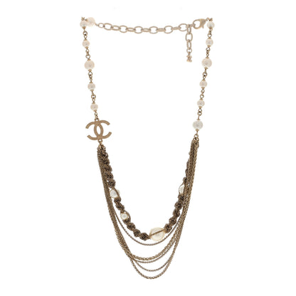 Chanel Pearl Multi Strand CC Caged Short Necklace Gold 2 of 3