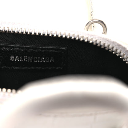 Balenciaga Calfskin Logo Crocodile Embossed Mini Ville Top Handle Bag White Black 6 of 17