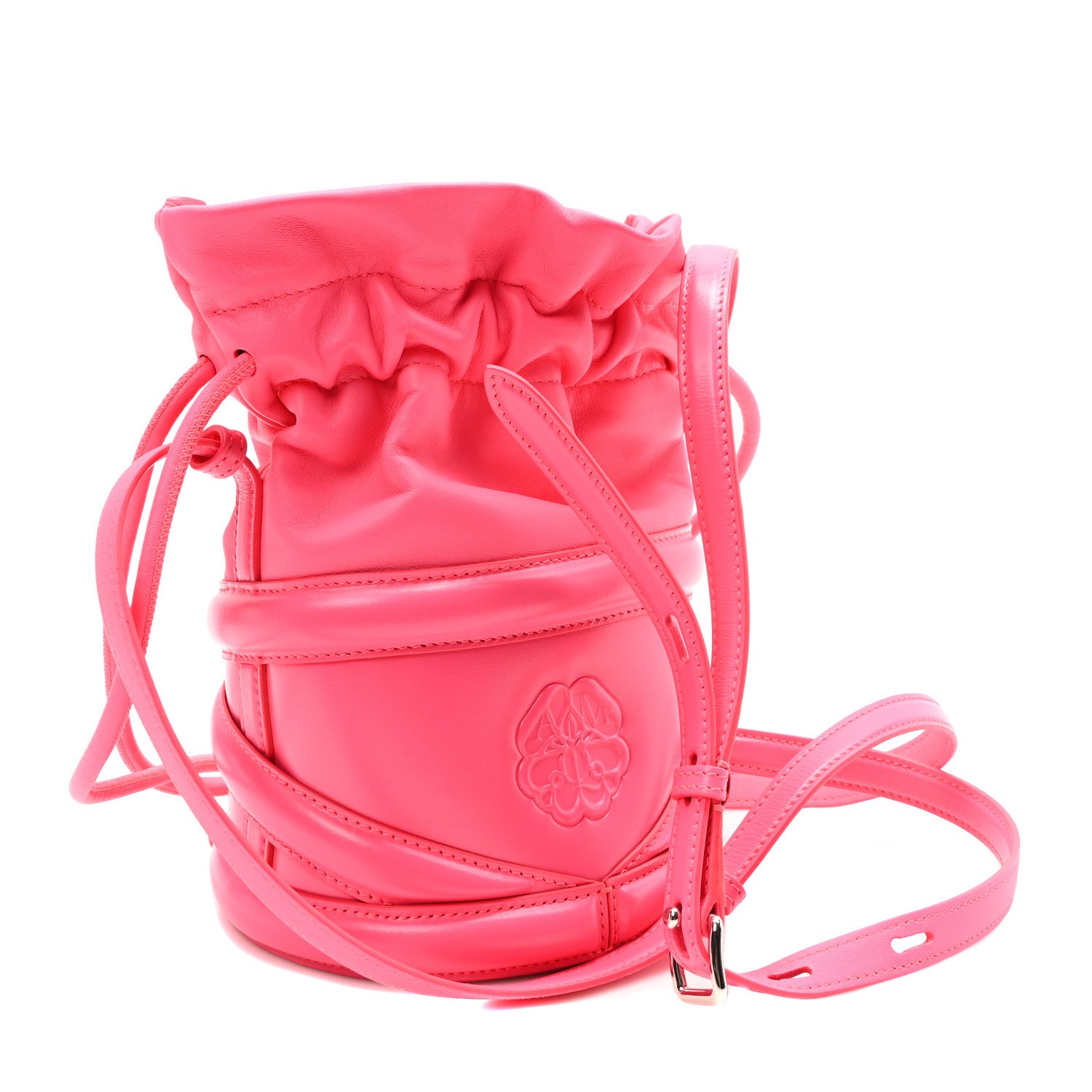 Alexander McQueen Calfskin The Soft Curve Drawstring Bag Neon Pink 3 of 9
