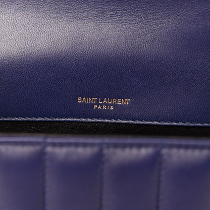 Saint Laurent Lambskin Matelasse Monogram Medium Vicky Chain Bag Blue 10 of 11