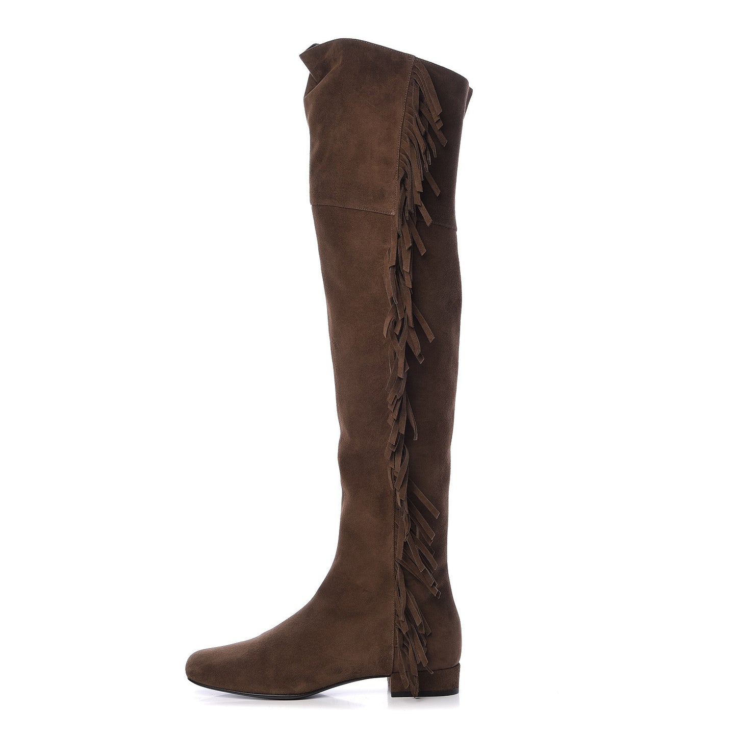 Suede Goatskin BB 20 Over The Knee Fringed Boots 37 Coffee Brown