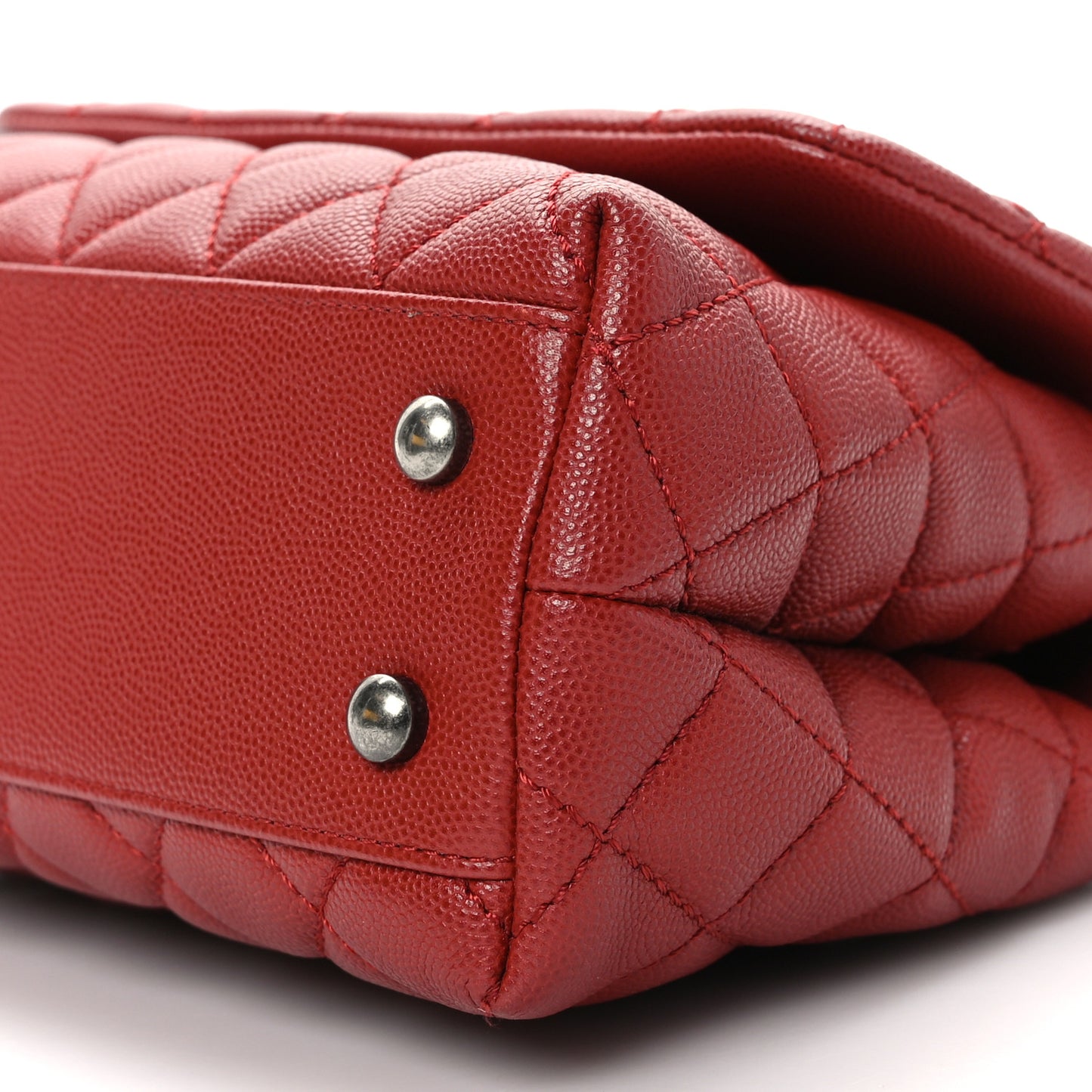 Caviar Quilted Mini Coco Handle Flap Red