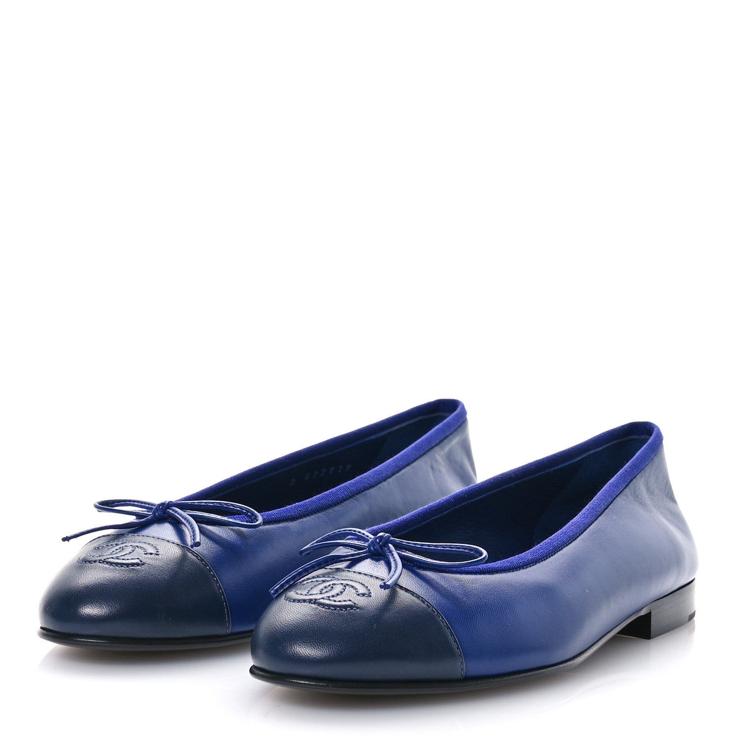 Chanel Lambskin CC Cap Toe Ballerina Flats 38 Navy 3 of 7