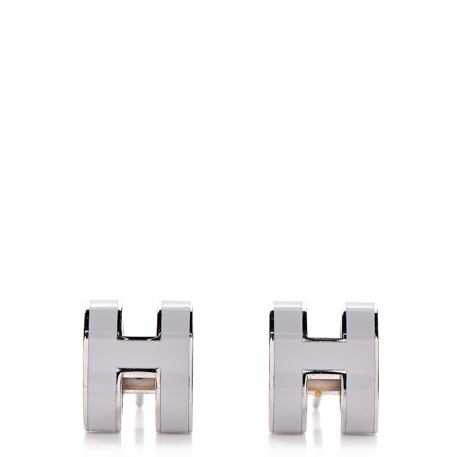 Hermes Palladium Lacquered Pop H Earrings White 1 of 5