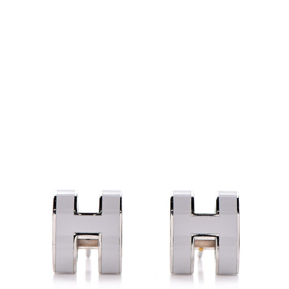 Hermes Palladium Lacquered Pop H Earrings White 1 of 5