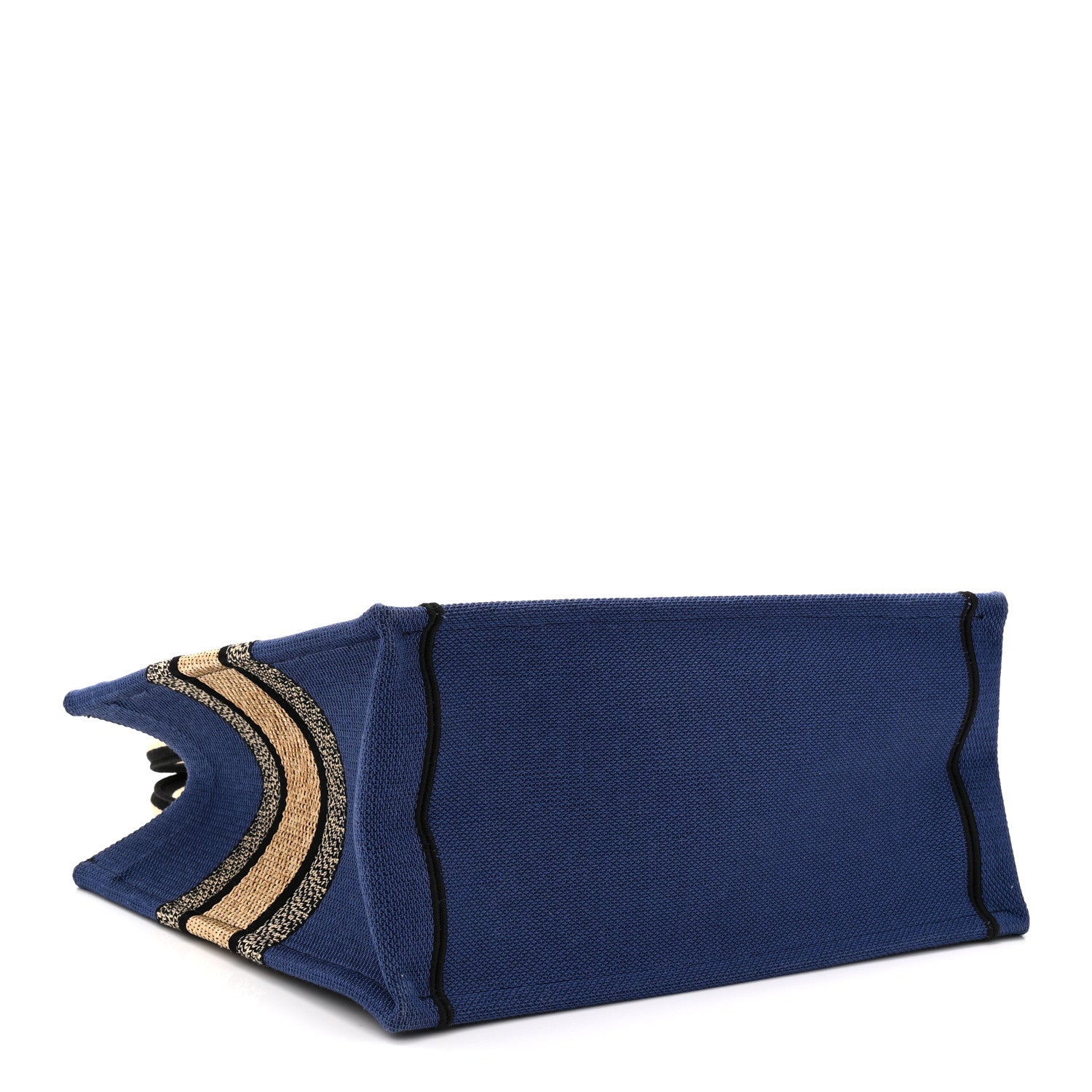 Christian Dior Raffia Souvenir Embroidered Medium Book Tote Blue Natural Multicolor 4 of 10