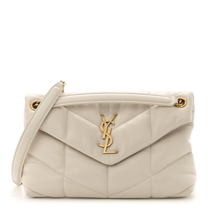 Saint Laurent Lambskin Quilted Small Loulou Puffer Monogram Chain Satchel Blanc Vintage 1 of 11