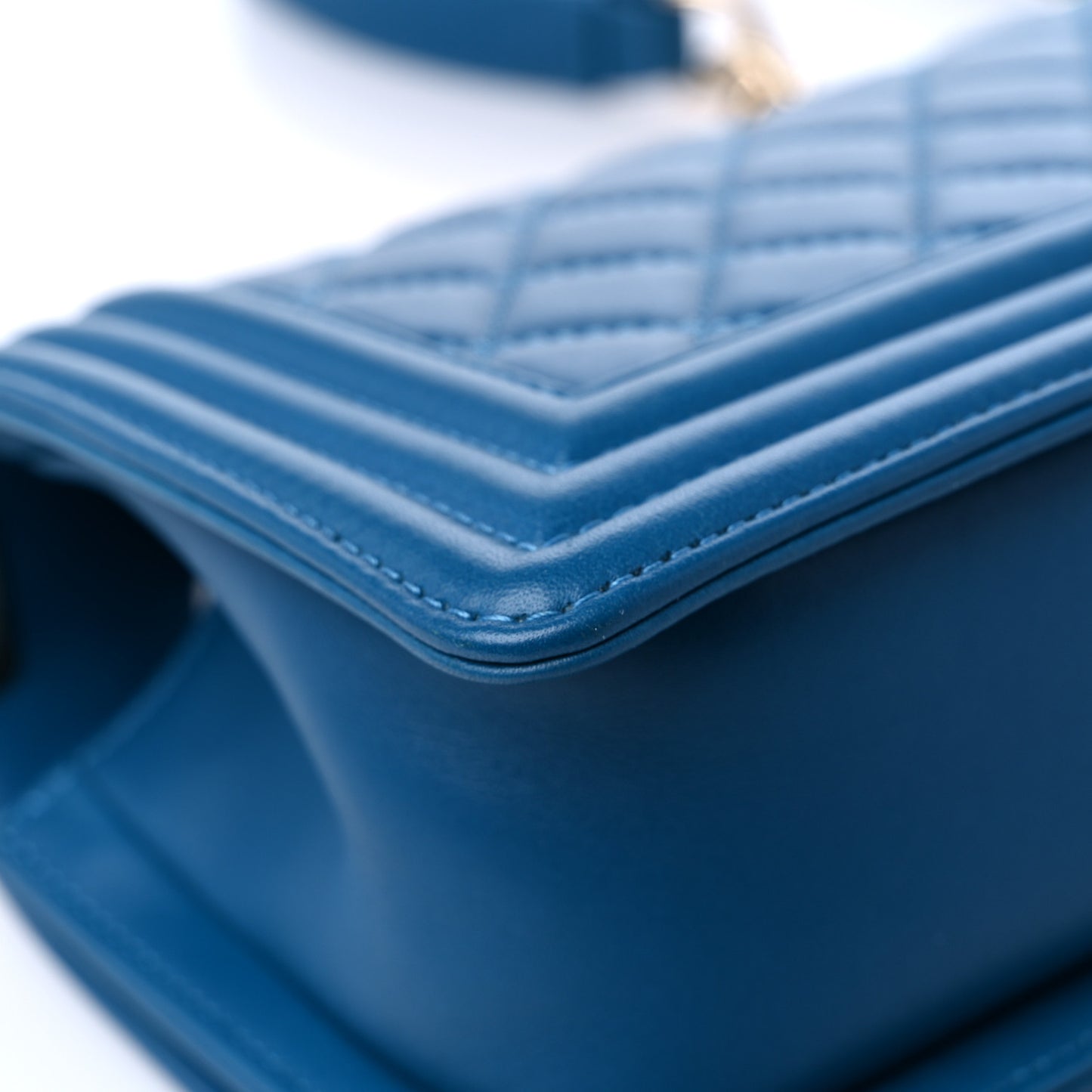 Calfskin Quilted Small Boy Flap Blue