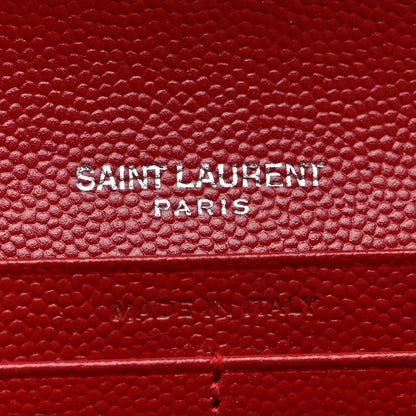 Saint Laurent Grain De Poudre Matelasse Chevron Monogram Flap Wallet Red 6 of 8