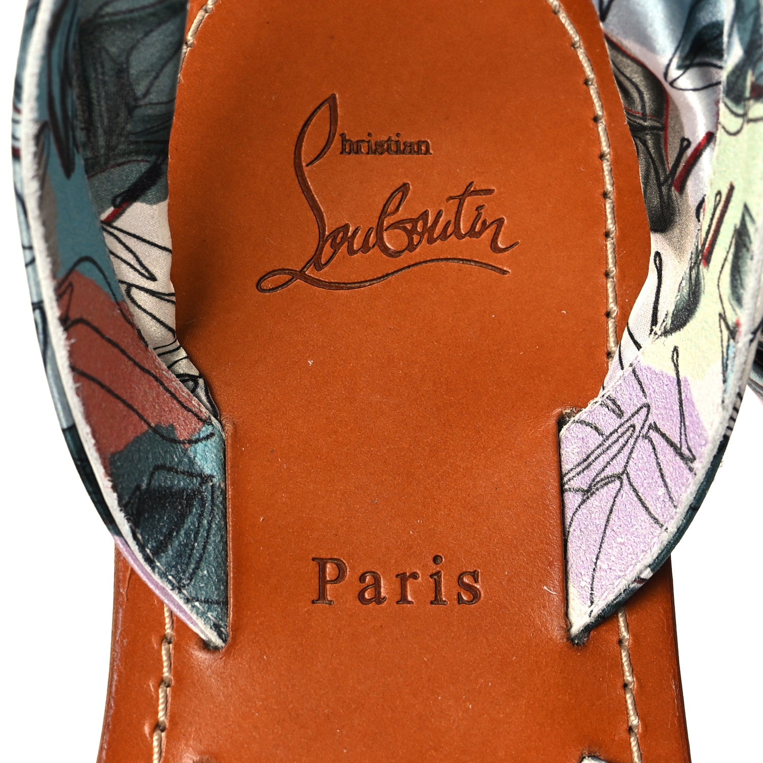Christian Louboutin Crepe Satin Niloo Du Desert Flat Sandals 40 Multi Lin 7 of 8