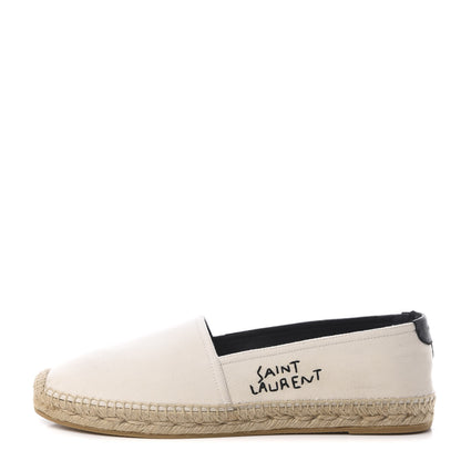 Saint Laurent Canvas Nappa Elba Light Logo Embroidered Espadrilles 40 Panna 1 of 9
