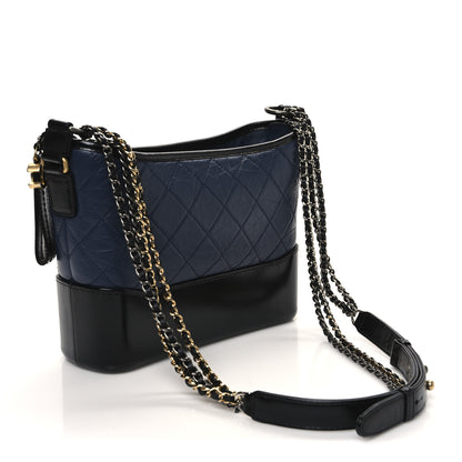 Chanel Aged Calfskin Quilted New Medium Gabrielle Hobo Navy Black 3 of 10