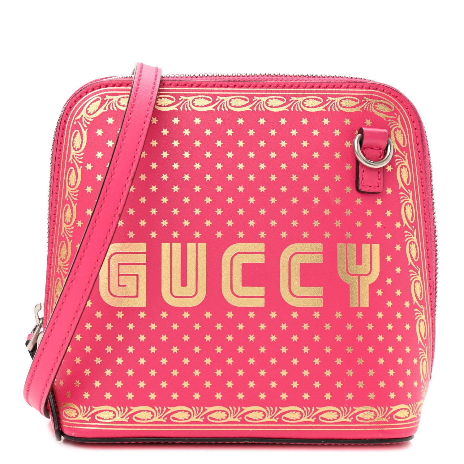 Gucci X SEGA Calfskin GUCCY Stars Mini Dome Shoulder Bag Violet Fuxia Gold 1 of 12
