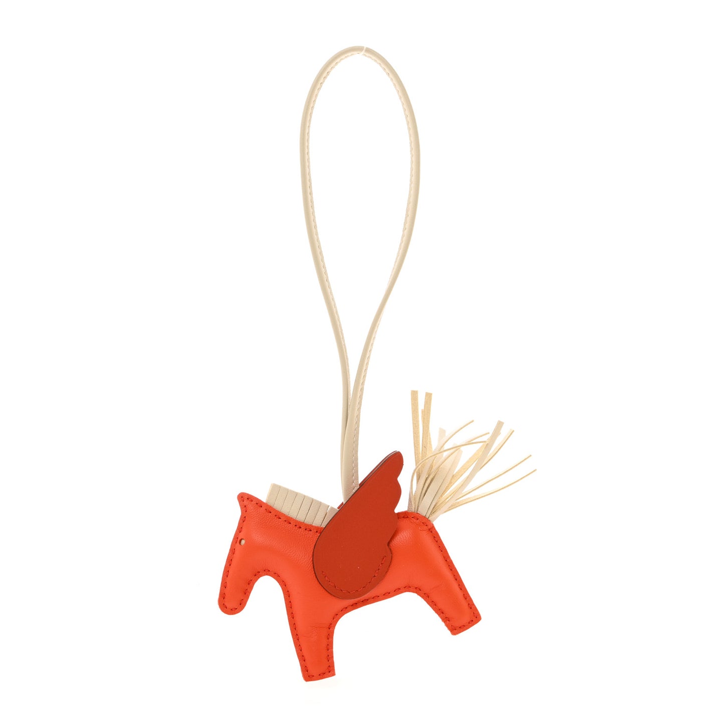 Milo Lambskin Grigri Rodeo Pegase Horse Bag Charm PM Orange Poppy Craie Terre Battue