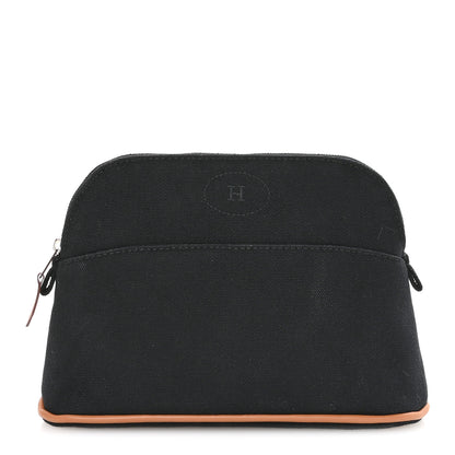Hermes Cotton Canvas Mini Bolide Travel Cosmetic Pouch Black 2 of 16