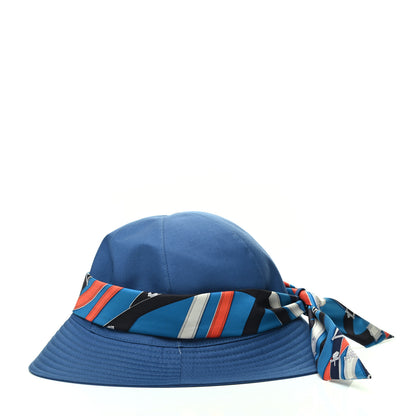 Hermes Cotton Femme Ninon Serge Twilly Hat 58 Bleu Indigo Bleu Zanzibar 3 of 6