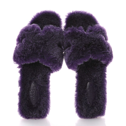 Hermes Woolskin Oran Sandals 37 Violet Fonce 2 of 8