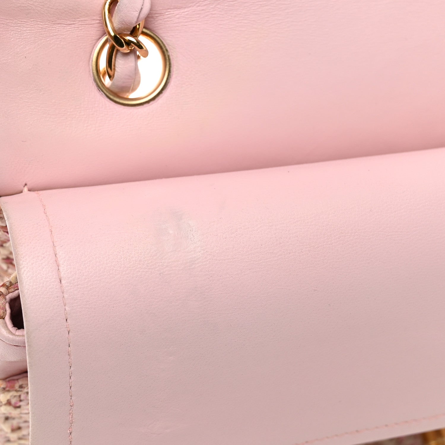 Chanel Tweed Quilted Medium Double Flap Light Pink 11 of 12