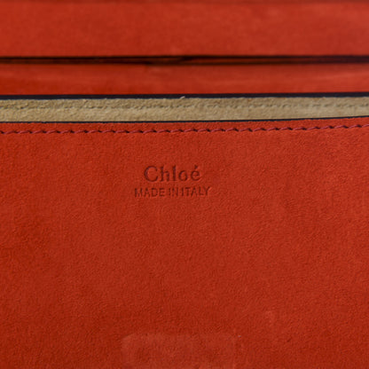 Chloe Suede Smooth Calfskin Drew Shoulder Bag Plaid Red Black 7 of 9