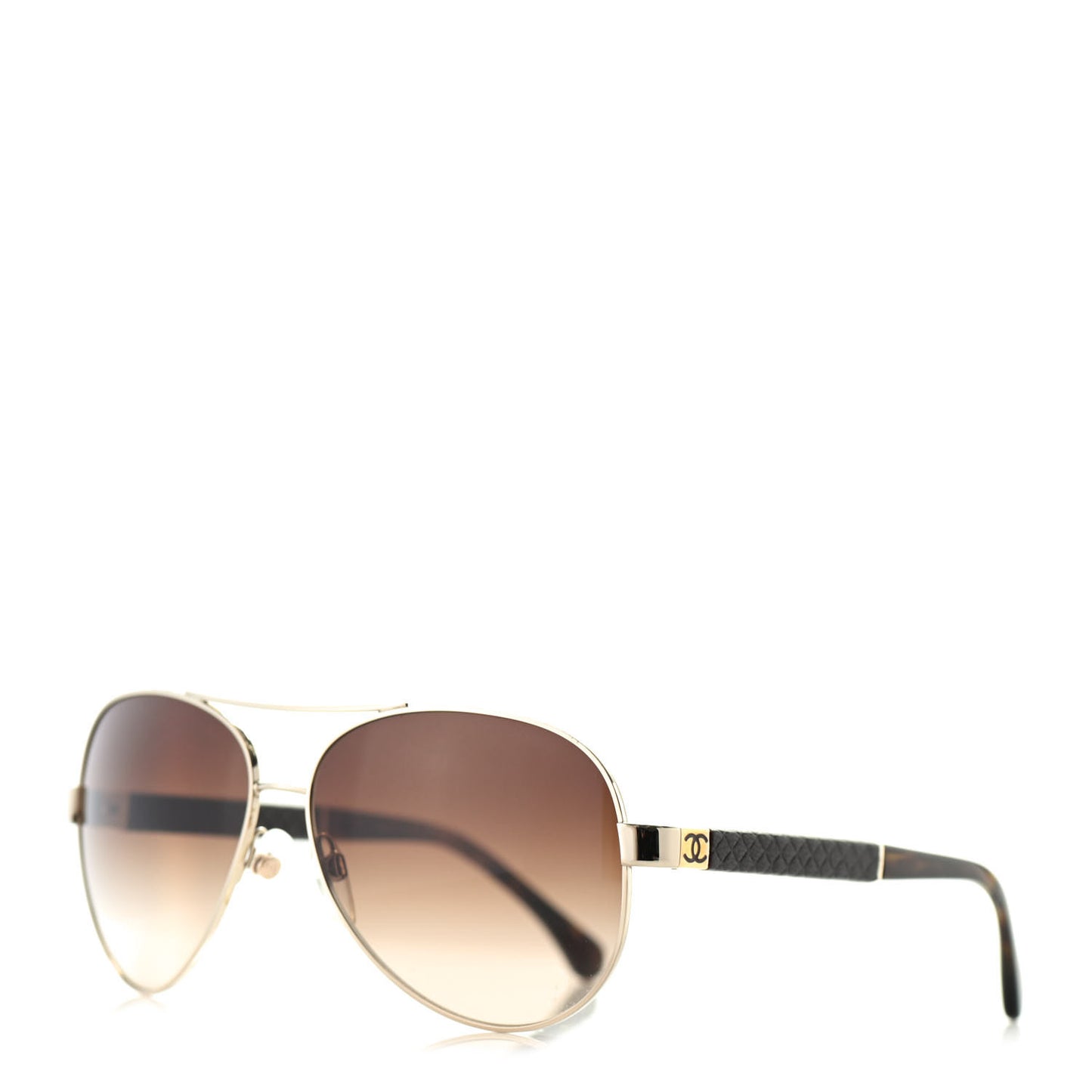 Lambskin Quilted CC Aviator Sunglasses 4195-Q Brown Gold