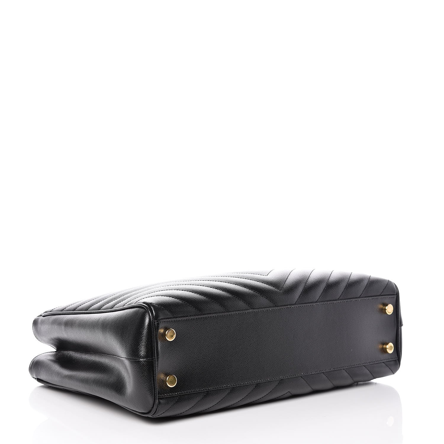 Saint Laurent Grain De Poudre Matelasse Chevron Monogram Shopping Bag Black 4 of 13