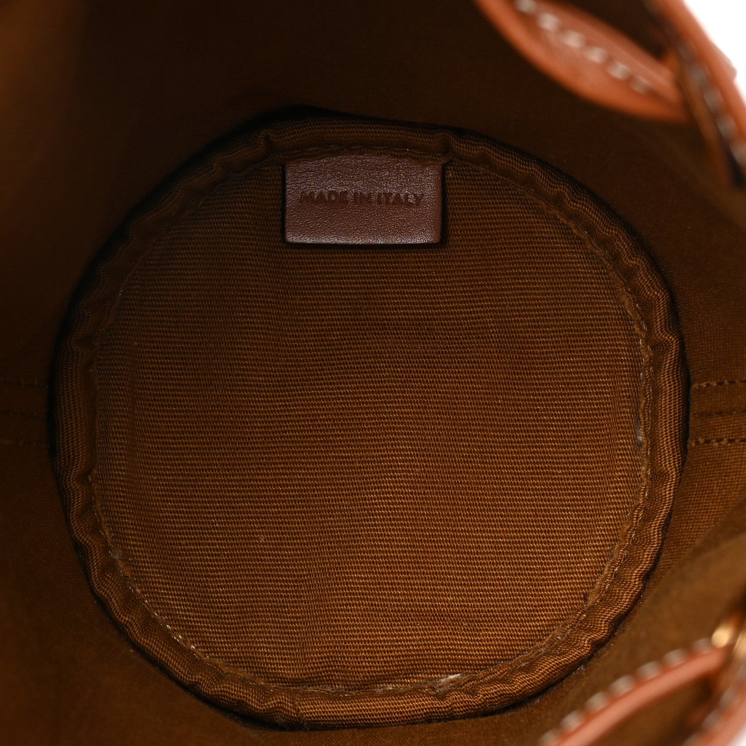 Celine Triomphe Canvas Calfskin Micro Drawstring Bucket Bag White Tan 4 of 7