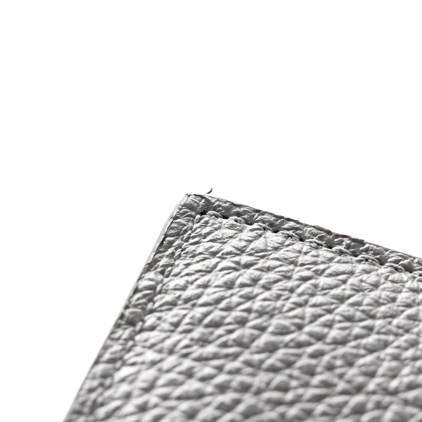 Grained Calfskin Neo Classic Silver Hardware Card Holder Dark Grey