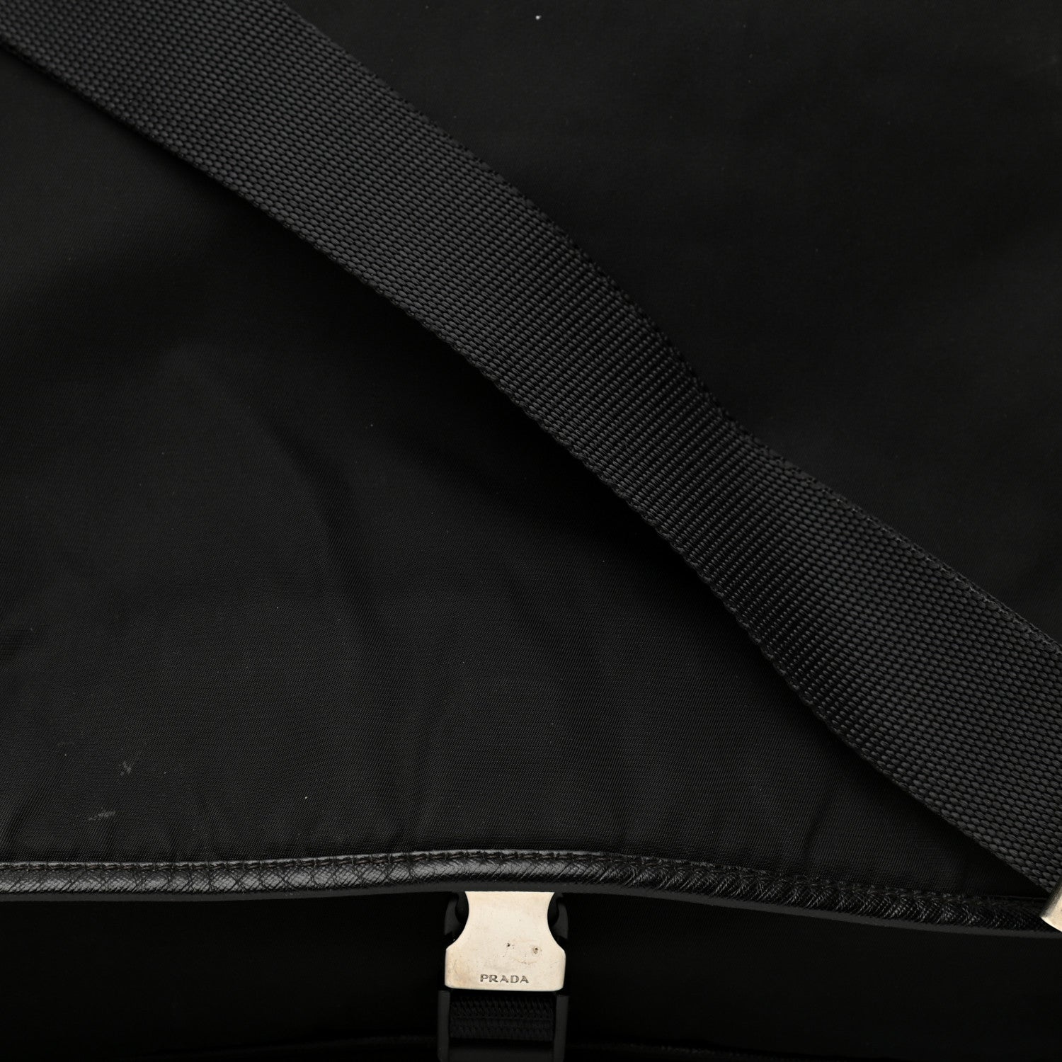 Prada Tessuto Nylon Saffiano Logo Messenger Bag Black 8 of 11