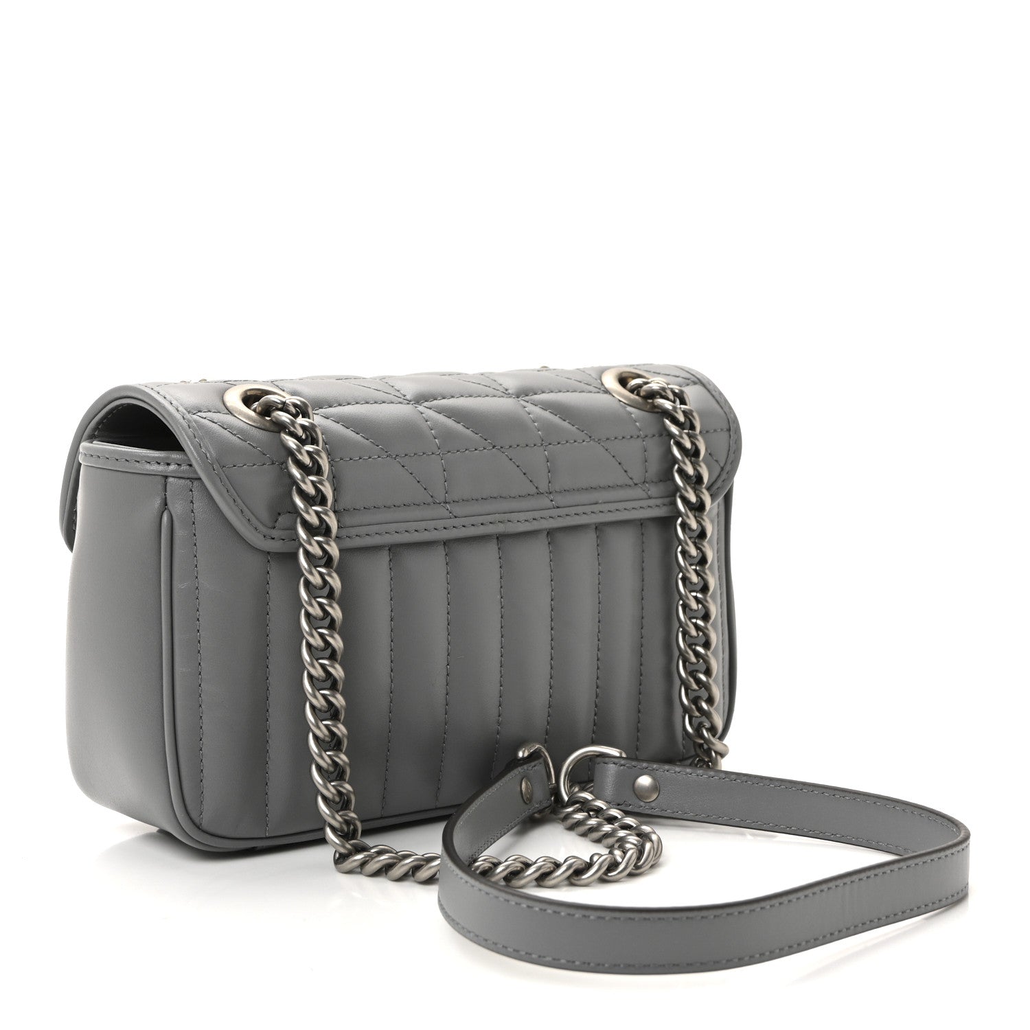 Gucci Calfskin Matelasse Aria Mini GG Marmont Shoulder Bag Deep Grey 3 of 9