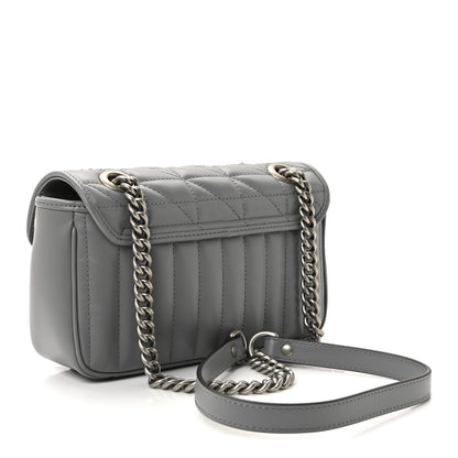 Gucci Calfskin Matelasse Aria Mini GG Marmont Shoulder Bag Deep Grey 3 of 9