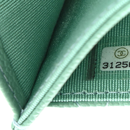 Chanel Caviar Quilted Flap Card Holder Wallet Light Green 8 of 9