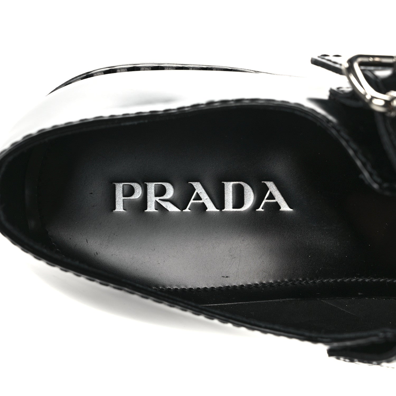 Prada Spazzolato Mens Mary Jane T Strap 40mm Loafers 9 Black 7 of 9