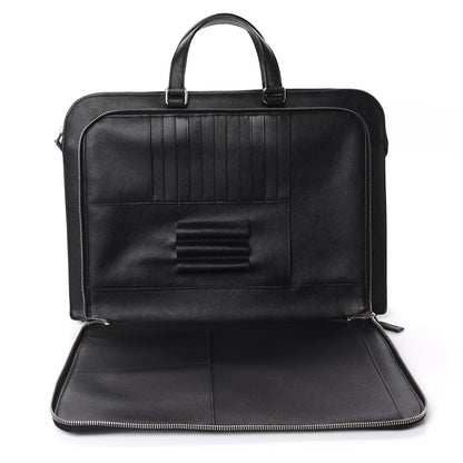 Prada Saffiano Cuir Front Zip Pocket Briefcase Black 4 of 9