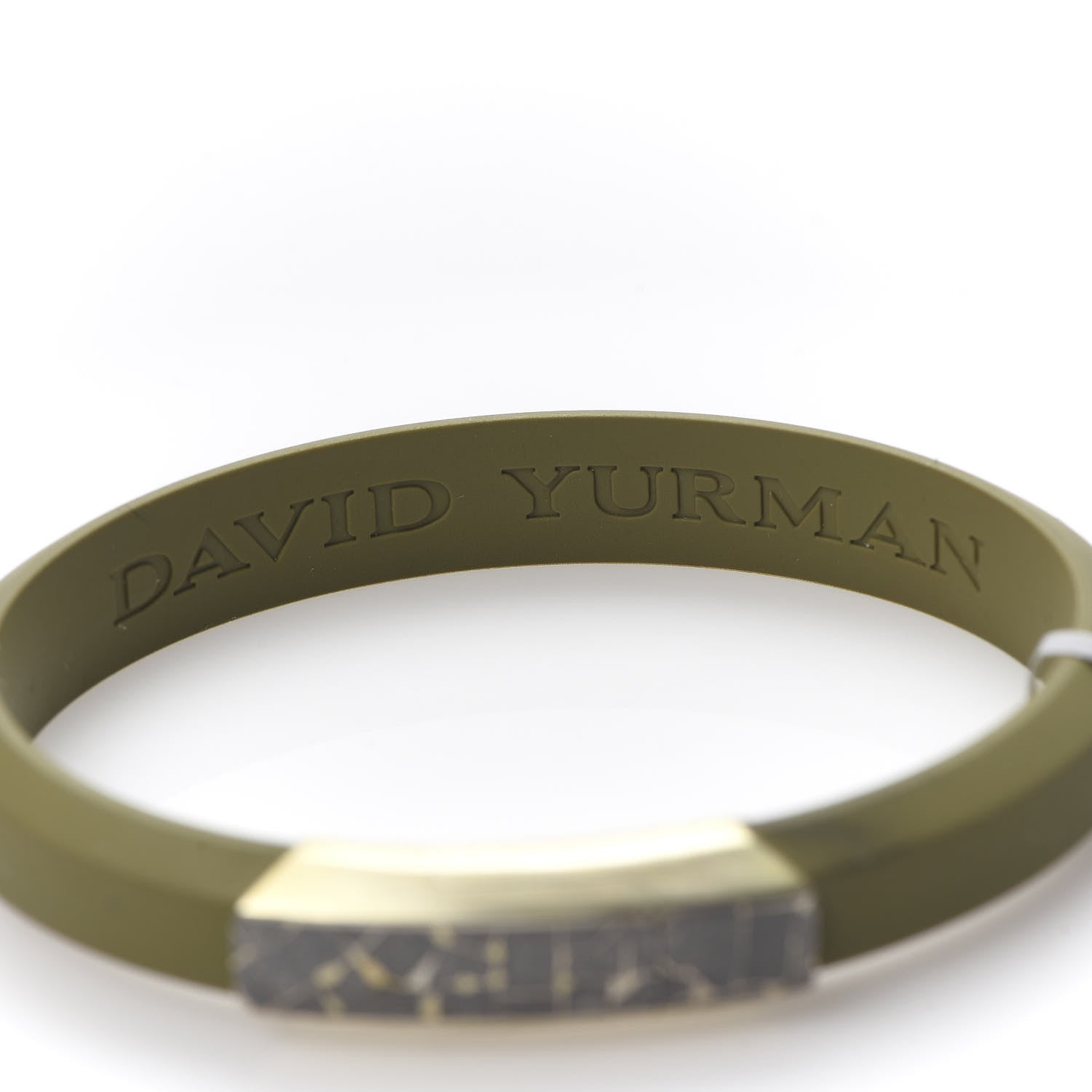 David Yurman Sterling Silver Rubber Meteorite ID Bracelet Green 6 of 6