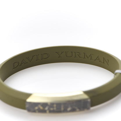 David Yurman Sterling Silver Rubber Meteorite ID Bracelet Green 6 of 6