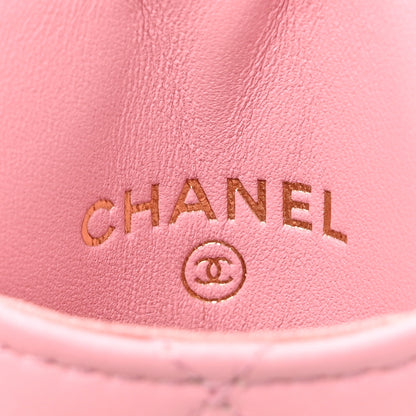 Chanel Lambskin Quilted Chanel Card Holder On Chain Pink 6 of 12