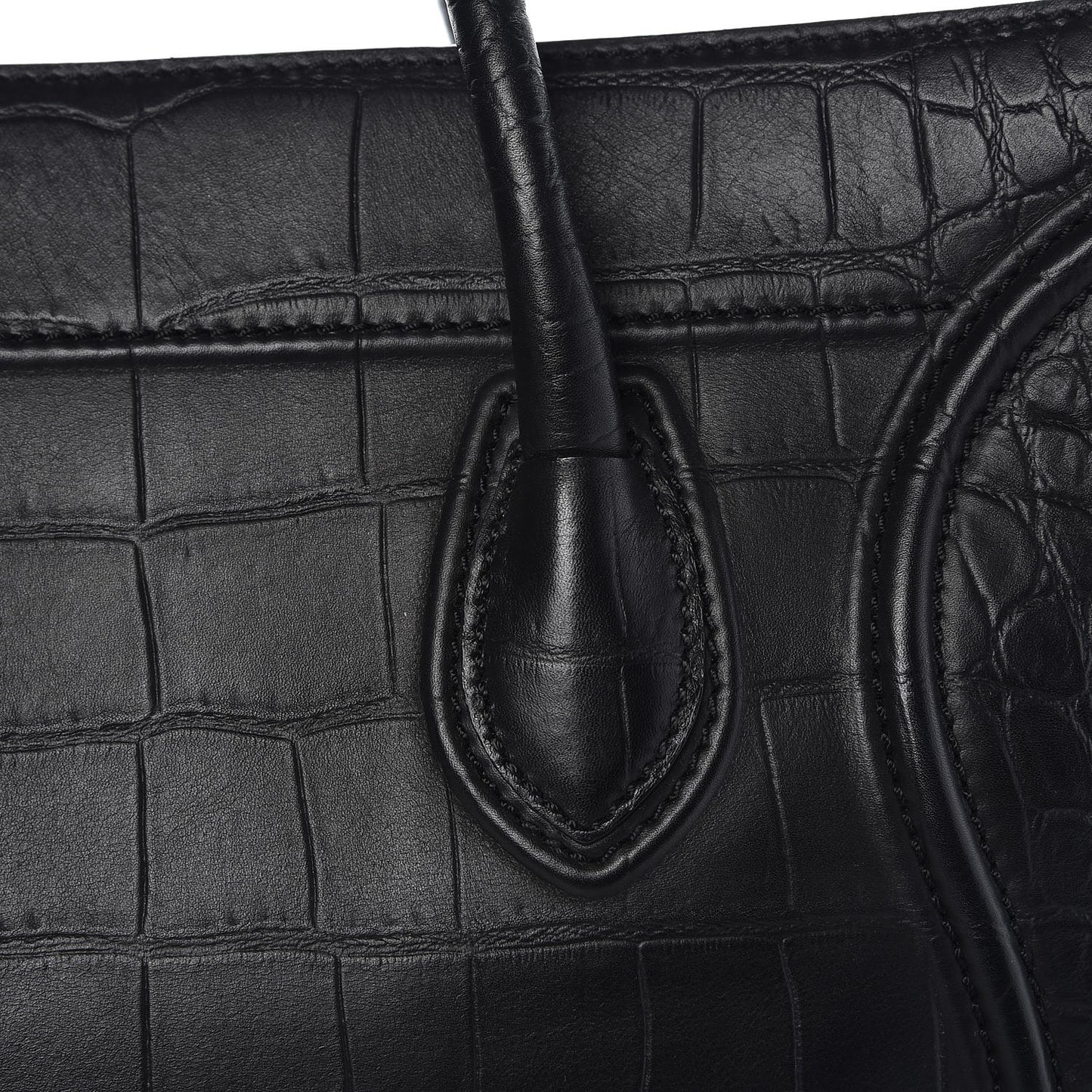 Crocodile Embossed Calfskin Medium Phantom Luggage Black