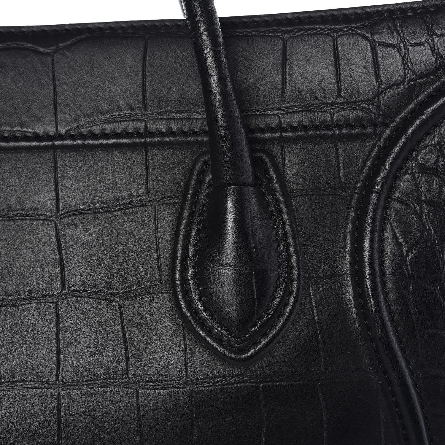 Celine Crocodile Embossed Calfskin Medium Phantom Luggage Black 10 of 10