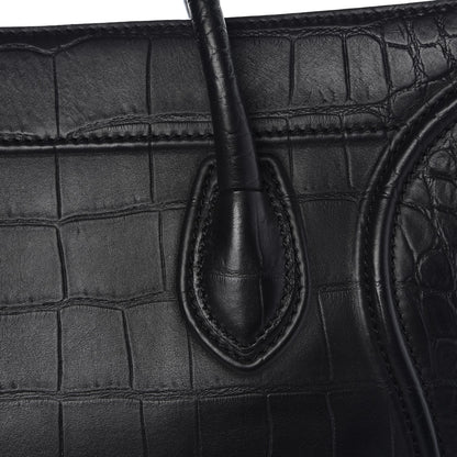 Celine Crocodile Embossed Calfskin Medium Phantom Luggage Black 10 of 10