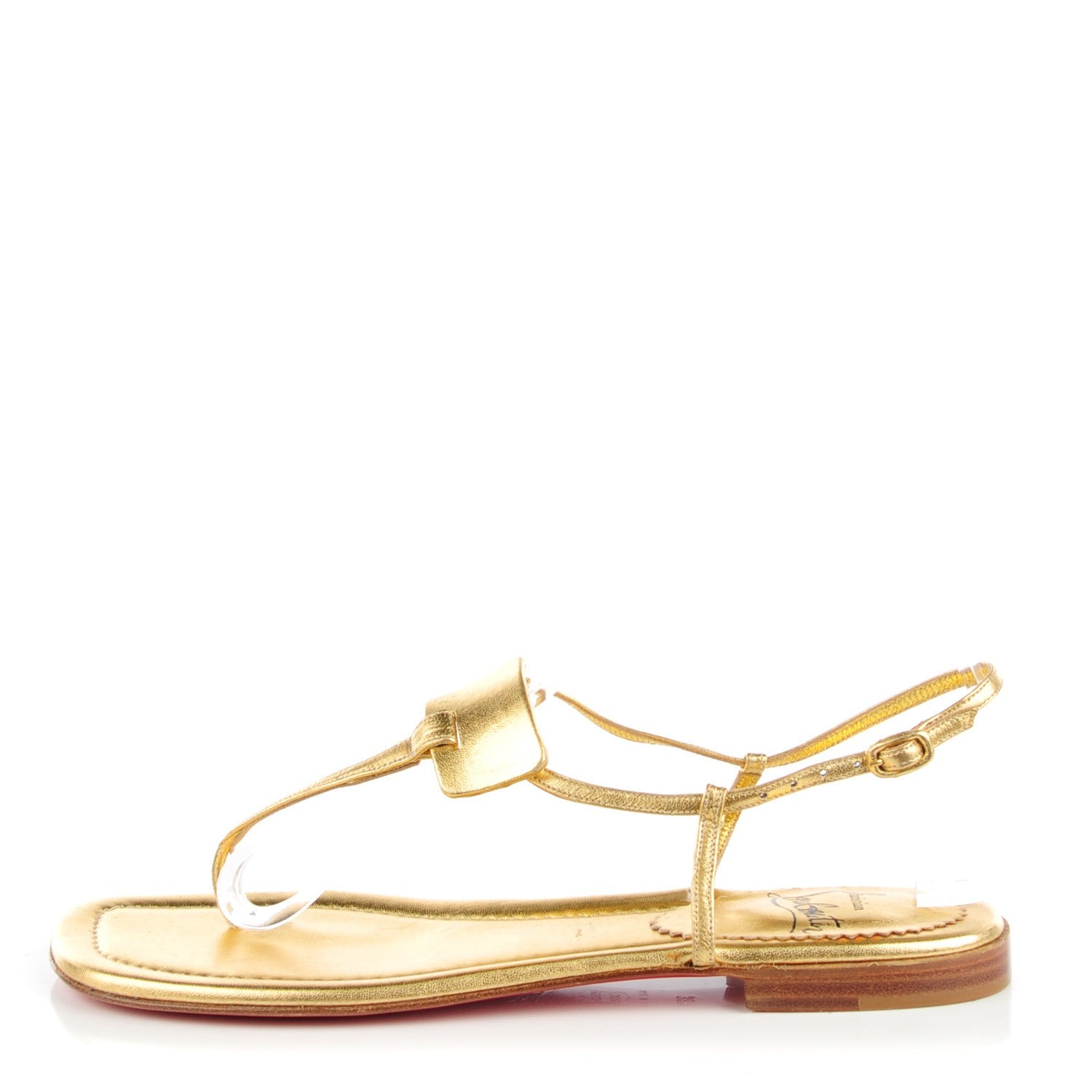 Christian Louboutin Metallic Flat Sandals 38.5 Gold 6 of 12