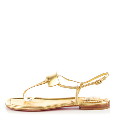 Christian Louboutin Metallic Flat Sandals 38.5 Gold 6 of 12