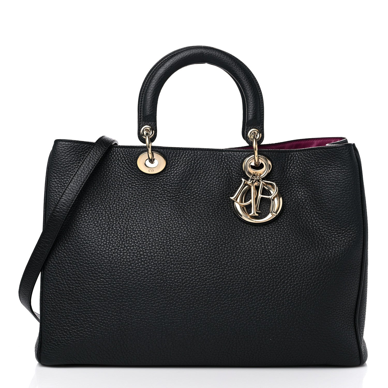 Christian Dior Bullcalf Large Diorissimo Tote Black Rose Indien 3 of 16