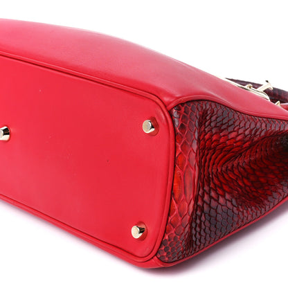Christian Dior Calfskin Snakeskin Medium Diorissimo Tote Red 11 of 11